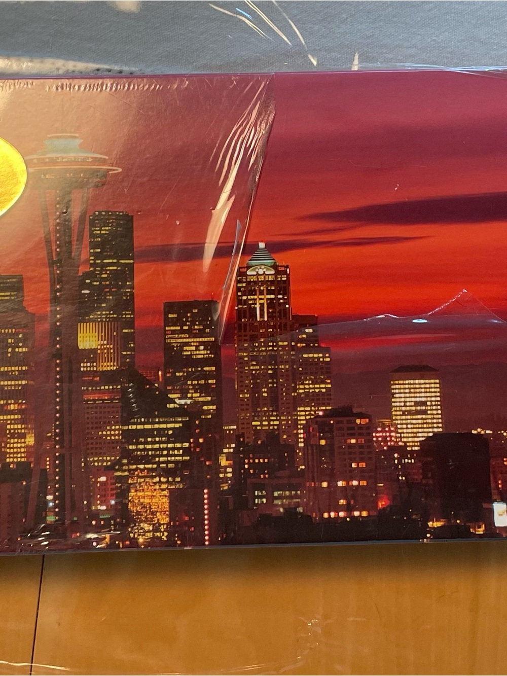 Red Cityscape Puzzle Canvas Print - Modern Urban Sunset